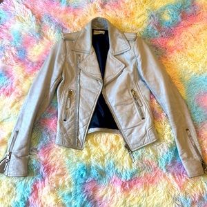 BALENCIAGA lamb skin leather moto jacket